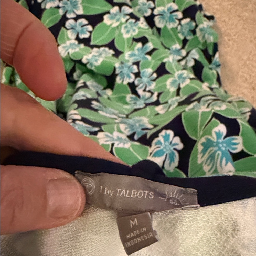 Talbots Floral Midi Dress in Green and Blue - Picture 3 of 4
